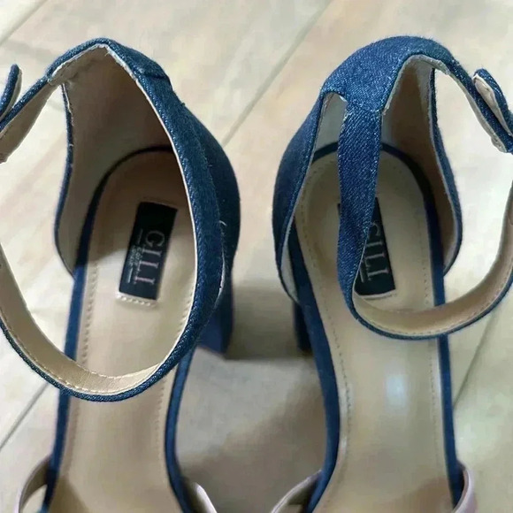 G.I.L.I. Rainbow Malin Block Heels Denim Sz 8.5 - Picture 6 of 9